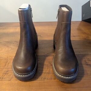 Sorel Tobacco/ Blackened Brown Waterproof Leather Zip Booties